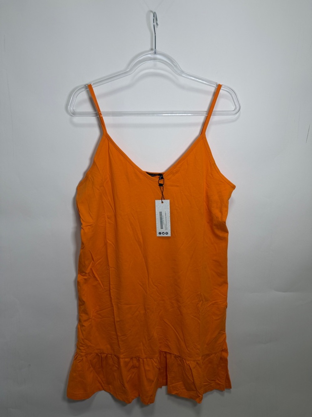 Boohoo Bright Orange Ruffle-Hem Cami